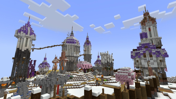 Виды на город Town of Towers в Minecraft